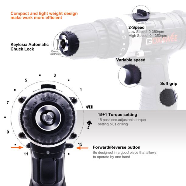 Cordless Drill Driver with 2 Batteries