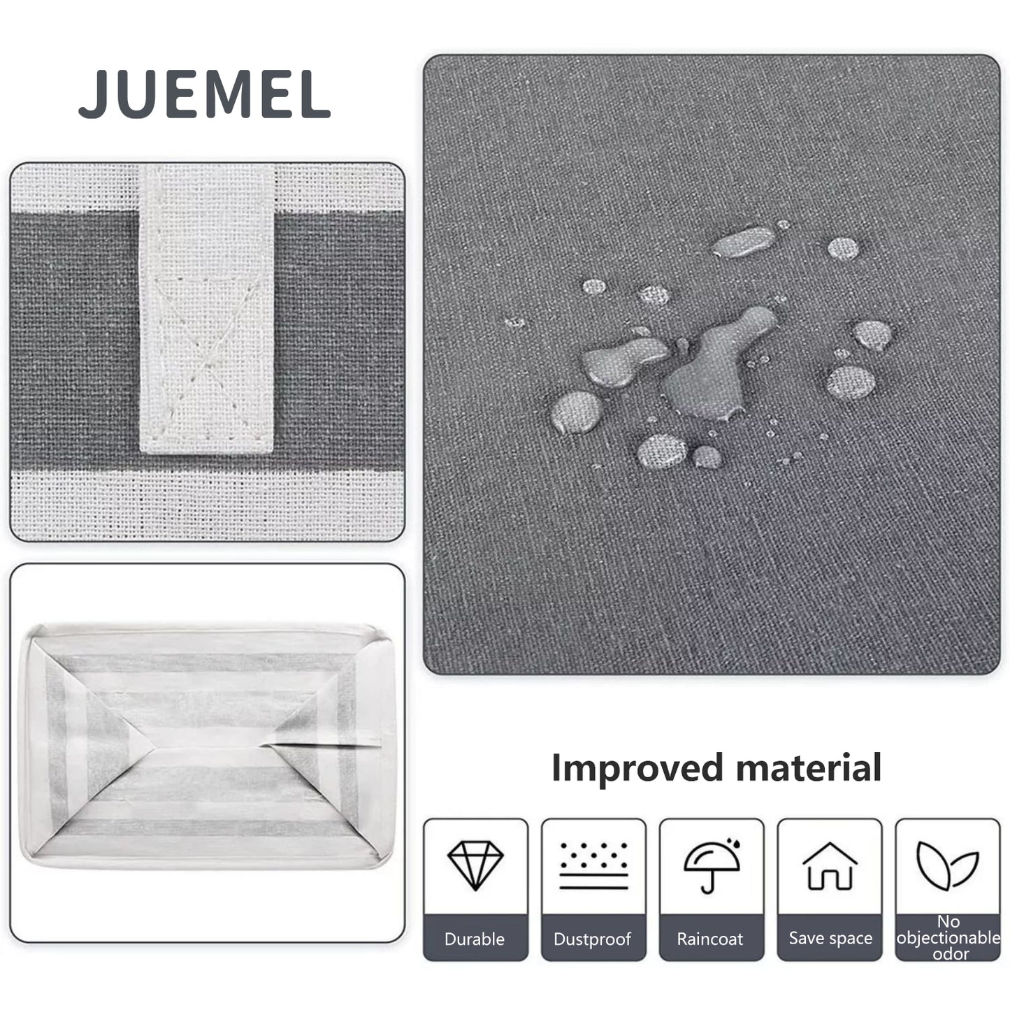 JUEMEL 2 Pack 75L Large Laundry Basket, Freestanding Waterproof Clothes Basket, Foldable Waterproof Clothes Basket, Cotton Linen Storage Basket with Handles, for Clothes and Toy Storage