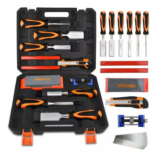 Solude 20Pcs Woodworking Chisel Set with Storage Case for Carpenter Craftsman Gift, G5264