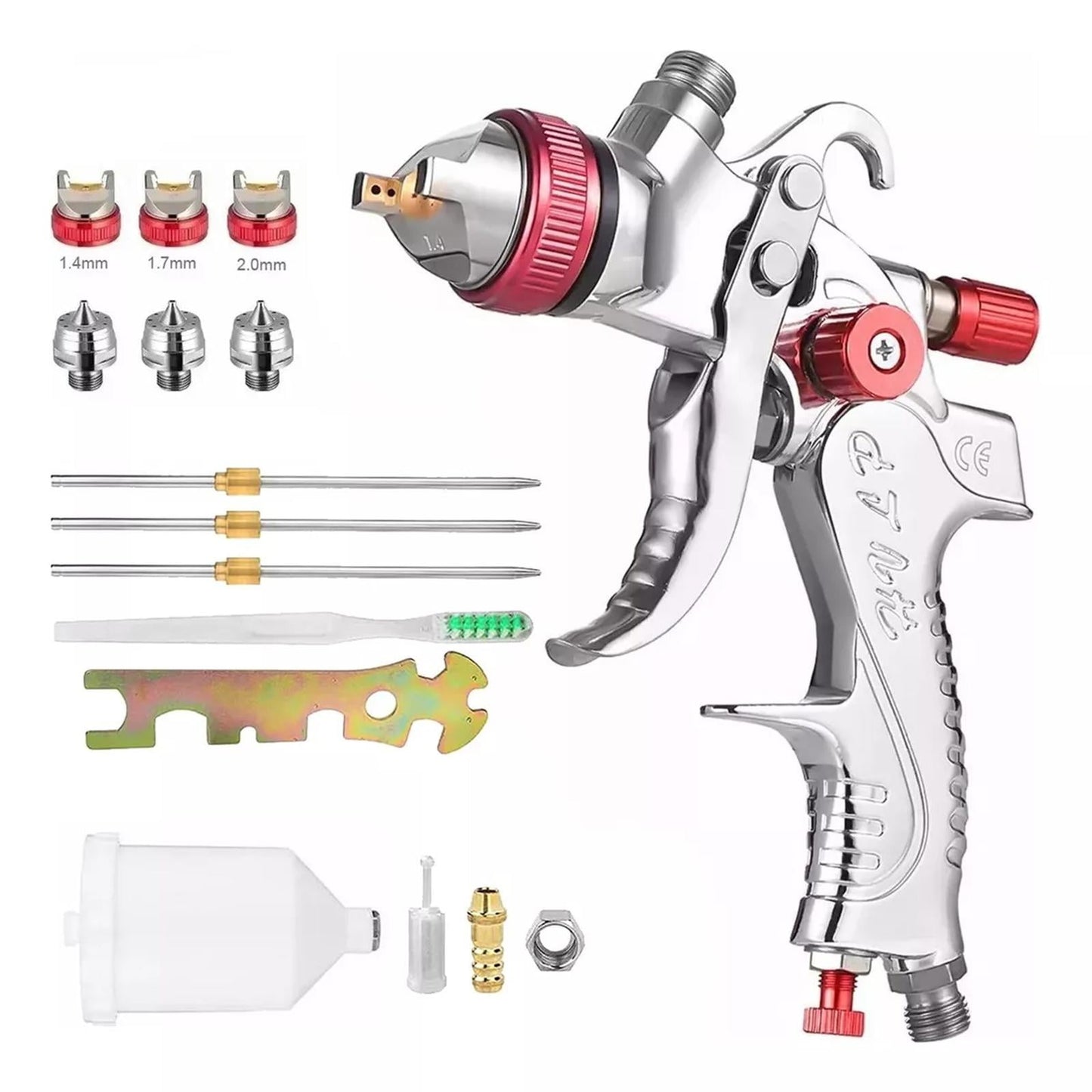 GOXAWEE Hvlp Gravity Feed Spray Gun Set with 600ml Cup and 3 Nozzles(1.4mm/1.7mm/2.0mm)