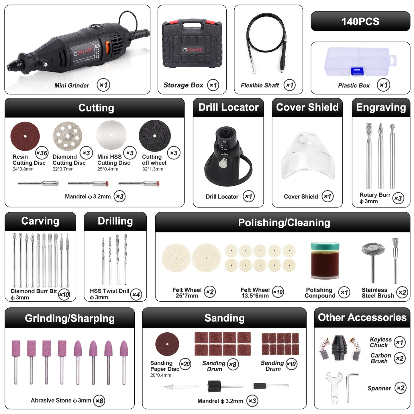 GOXAWEE Power Rotary Tool Kit