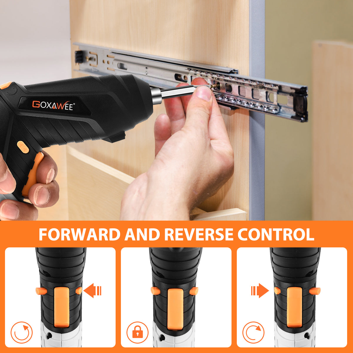 GOXAWEE Cordless Electric Screwdriver with Pivoting Handle