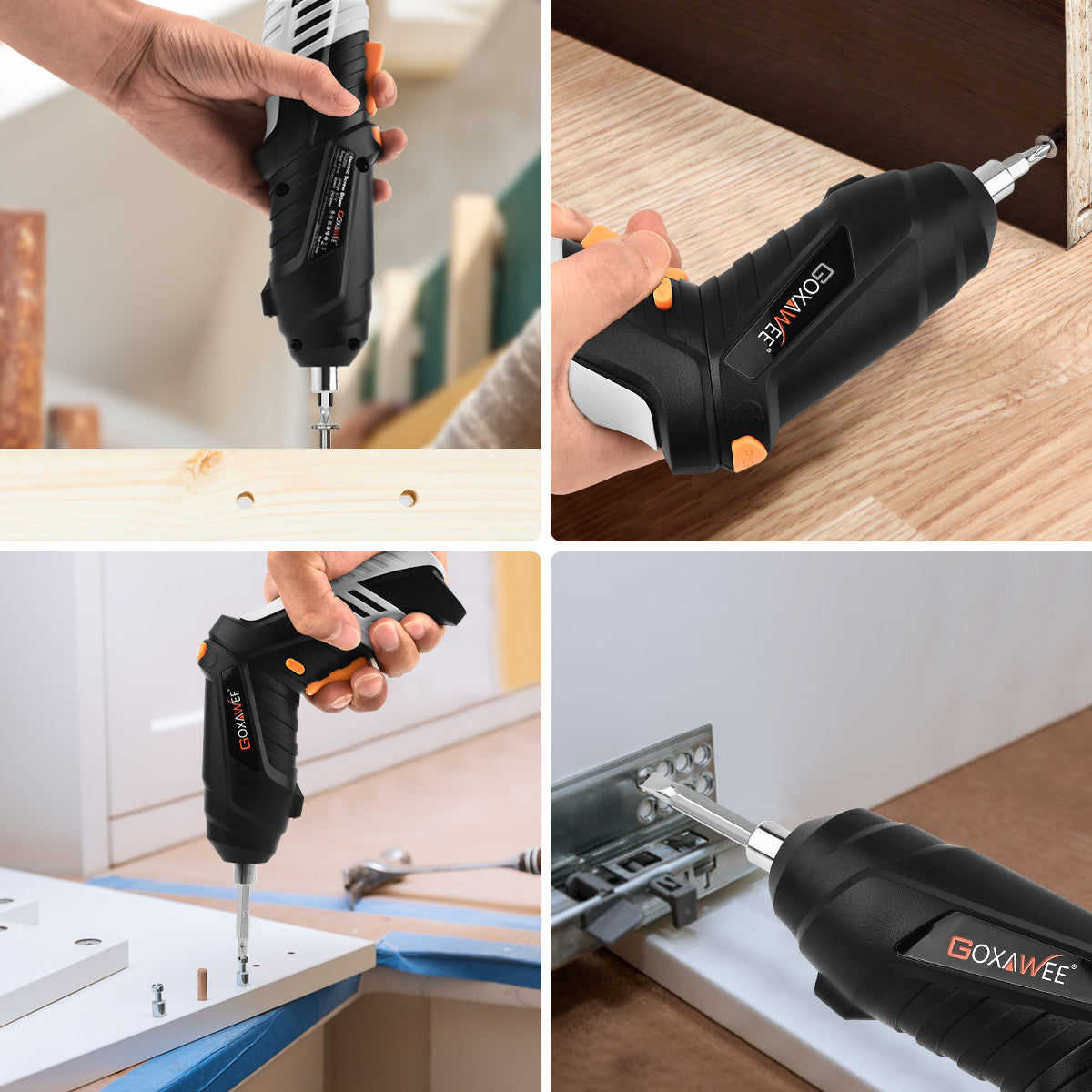 GOXAWEE Cordless Electric Screwdriver with Pivoting Handle