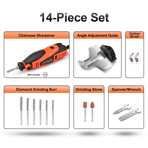 GOXAWEE 14-Piece Power Chainsaw Sharpener Kit 180W