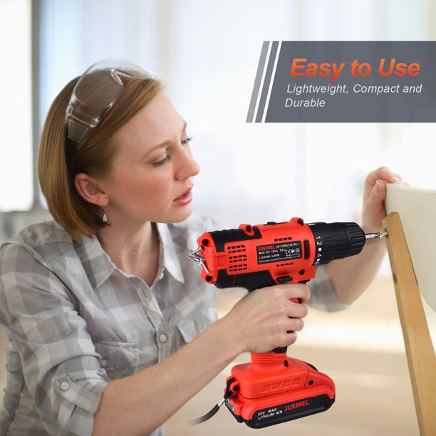 Juemel 20V Cordless Drill Driver with 100Pcs Accessories