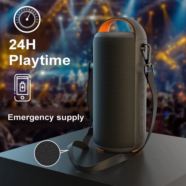 Sacoll Portable Bluetooth Speaker, IPX6 Waterproof, Wireless Speaker with LED light, 24H Ultra-long Playtime